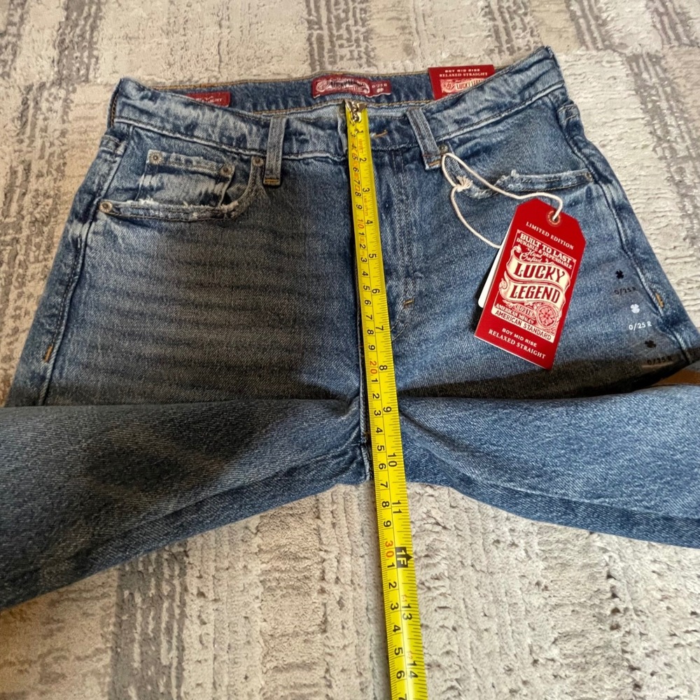 NEW Lucky Brand Legend Boy Mid Rise Relaxed Straight Patchwork Jeans Womens 0/25 - Picture 13 of 13